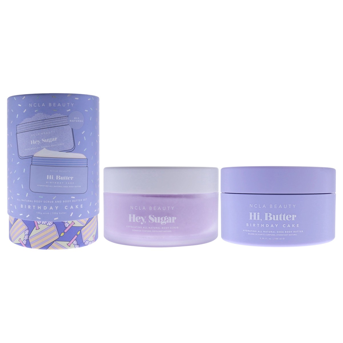 NCLA All Natural Body Scrub and Body Butter Set - Birthday Cake by NCLA for Women - 2 Pc 3.38oz Body Butter, 3.38oz Body Scrub